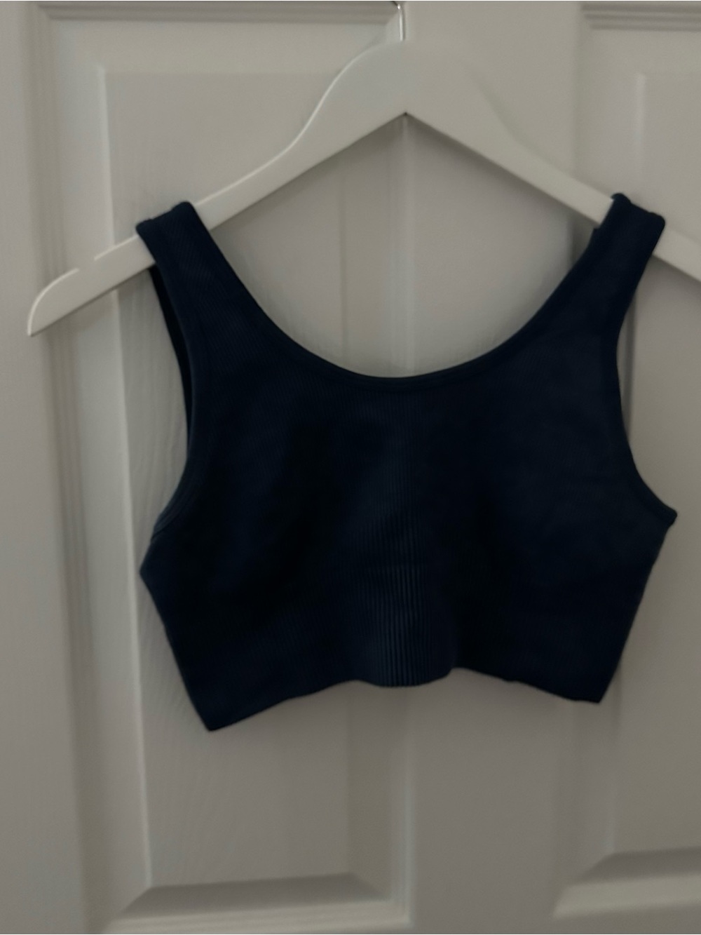 Dark Blue Ribbed Sports Bra